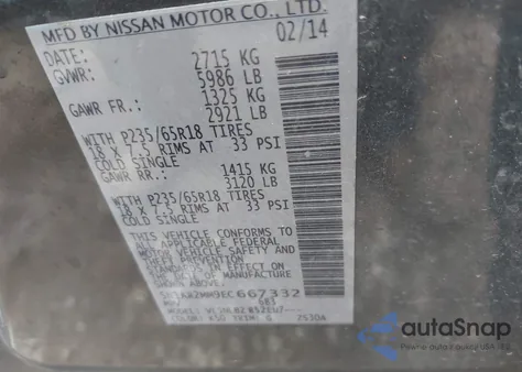 2014 Nissan Pathfinder S from USA, damaged, VIN 5N1AR2MM9EC667332
